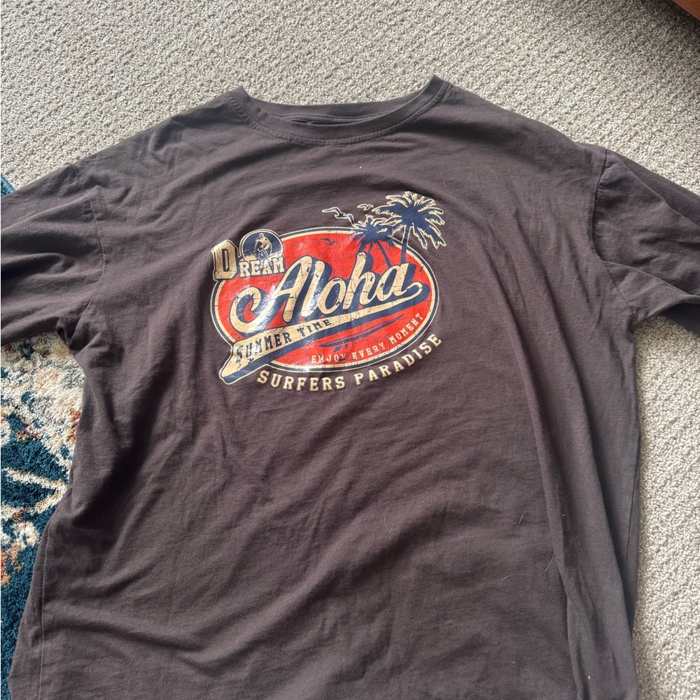 SHEIN Brown Short Sleeve Tee with Retro Graphic